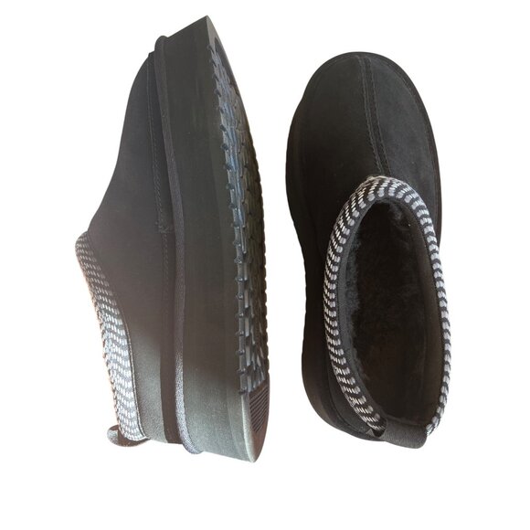 Koolaburra By UGG Women's Burree Platform Black Suede Slip-On Slippers With Chec - Picture 10 of 16